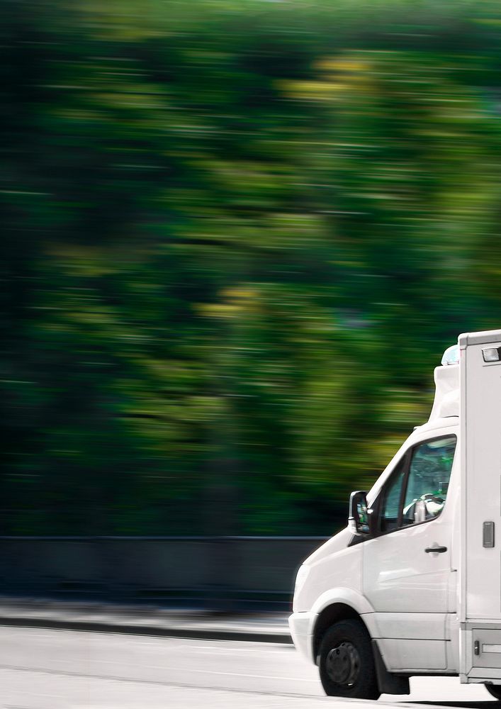 White delivery truck background, countryside drive