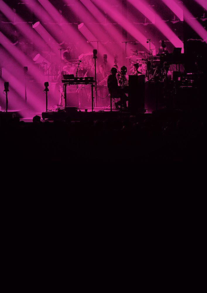 Silhouette concert, pink light background