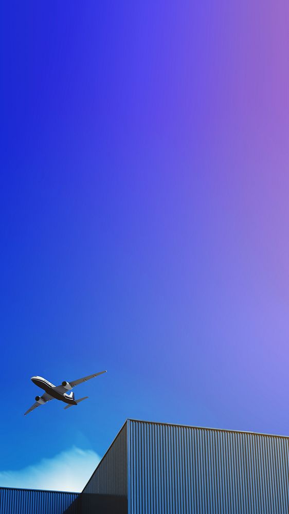 Flying plane, gradient phone wallpaper