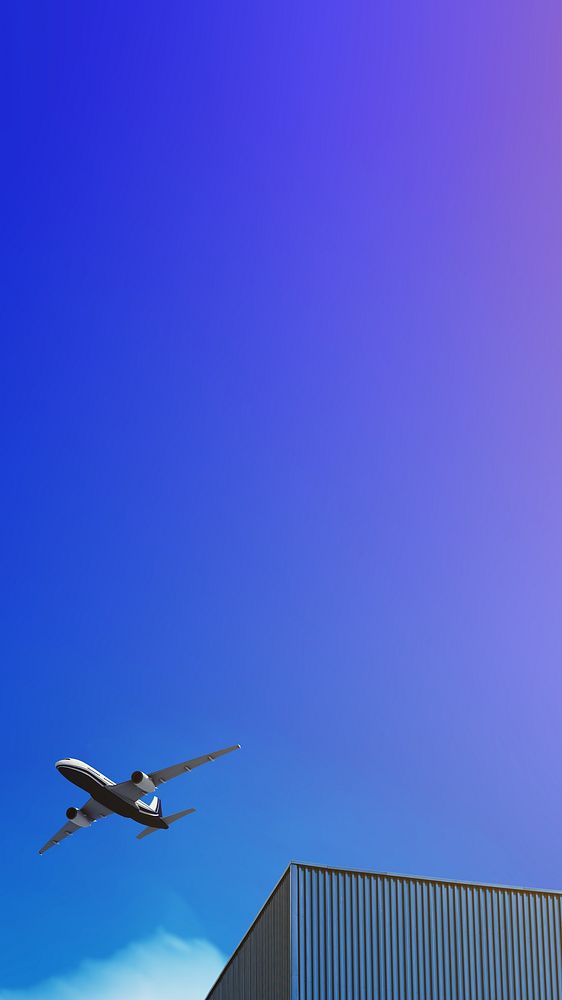 Flying plane, gradient phone wallpaper