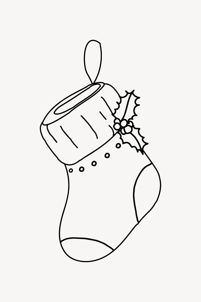 Christmas stocking line art illustration