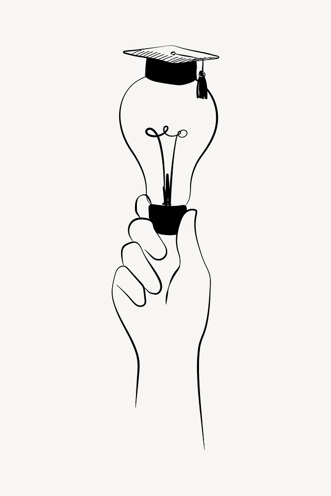 Educational light bulb line art illustration