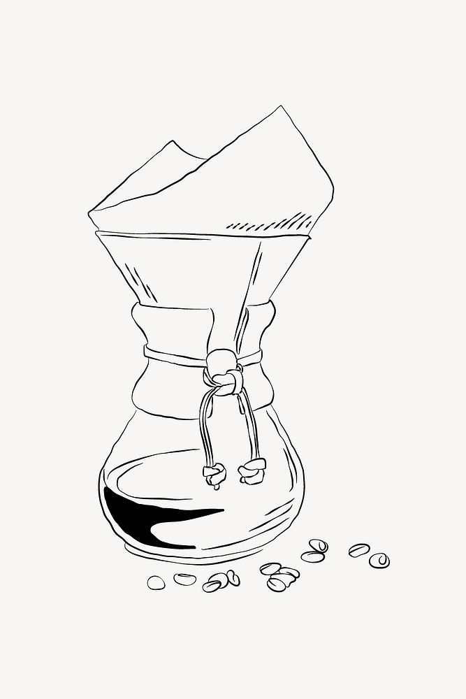 Drip coffee line art vector