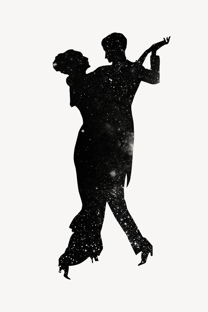 Dancing couple silhouette, galaxy remix