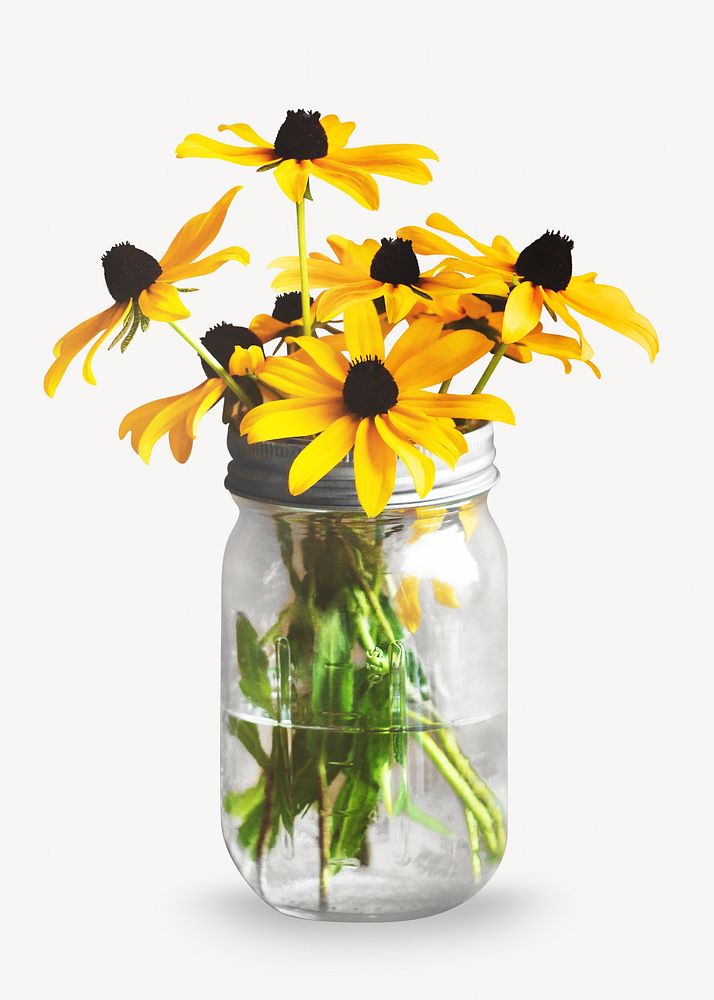 Yellow flower in jar image element.