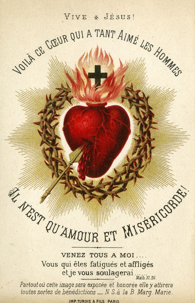 Catholic holy card depicting the Sacred Heart of Jesus, circa 1880. Auguste Martin collection, University of Dayton…