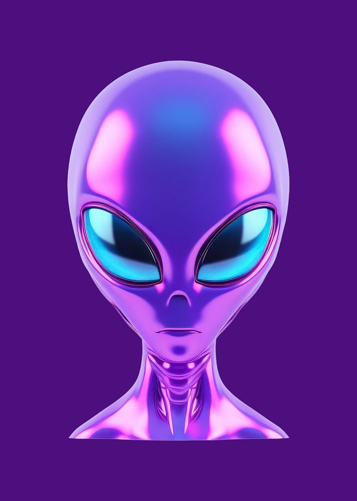 Futuristic purple alien head illustration