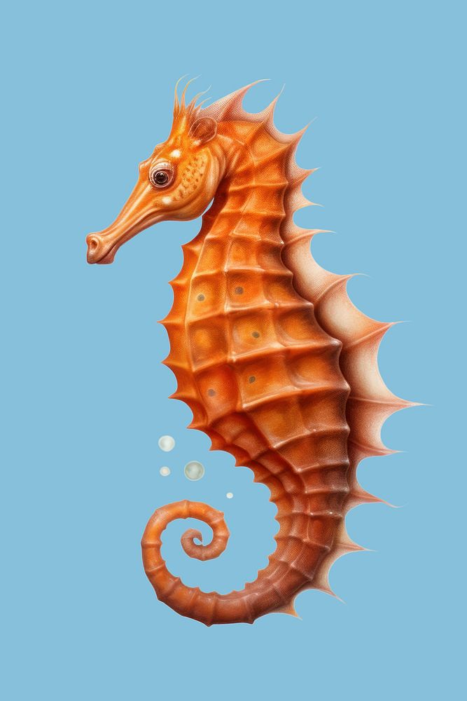 Vibrant orange seahorse illustration