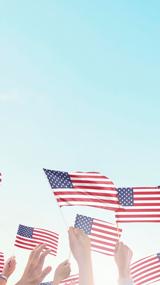 USA flag blue background, Instagram story size