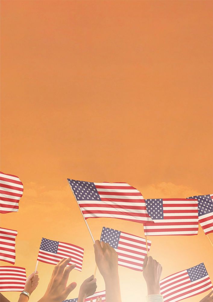 USA flag orange background
