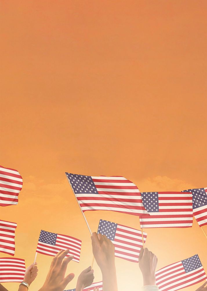 Flag of the United States orange background