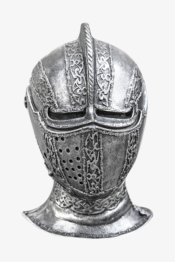 Metal knight helmet isolated object psd