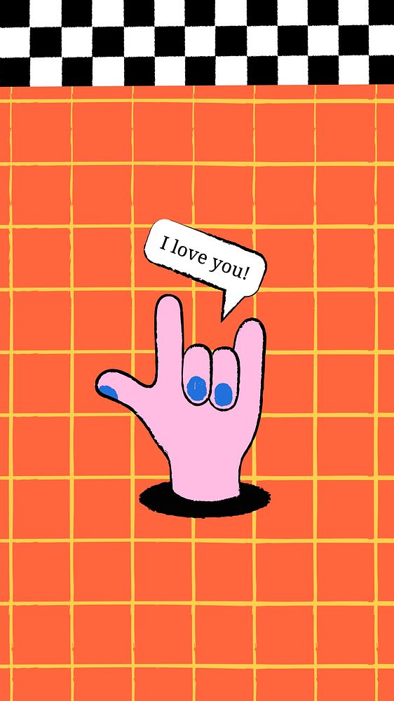 I love you sign iPhone wallpaper, cute gesture element illustration