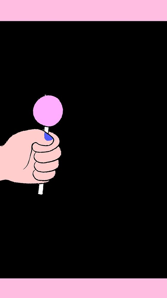 Hand holding lollipop iPhone wallpaper, cute illustration sharing 