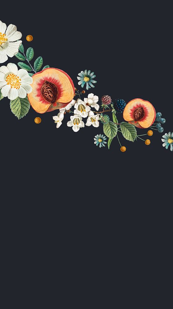 Flower peaches border iPhone wallpaper