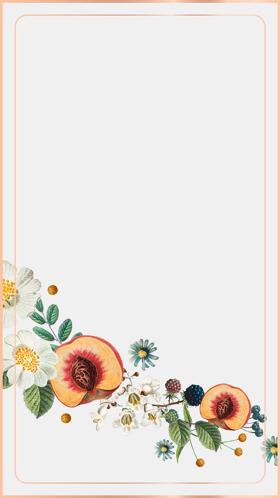 Flower peaches frame iPhone wallpaper