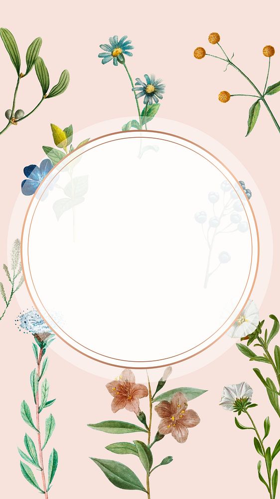 Botanical badge frame iPhone wallpaper