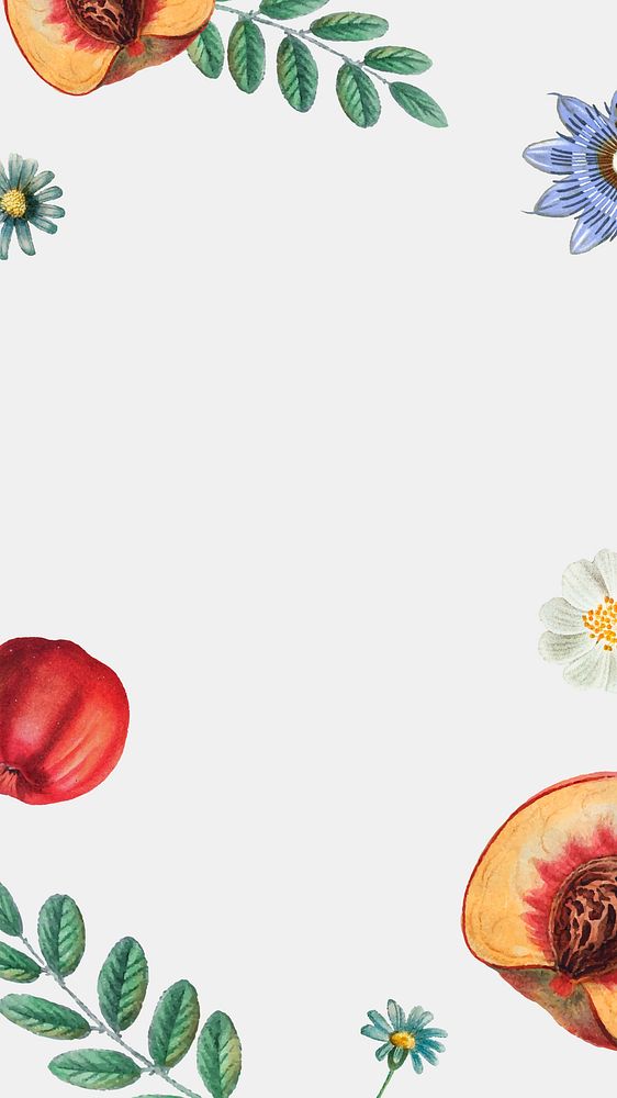 Peaches and flower iPhone wallpaper