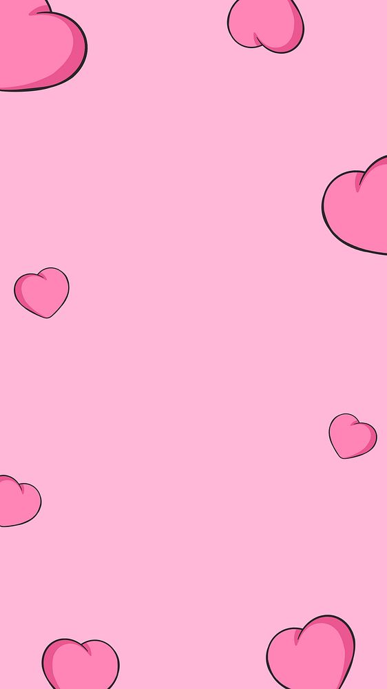 Pink heart illustration mobile wallpaper