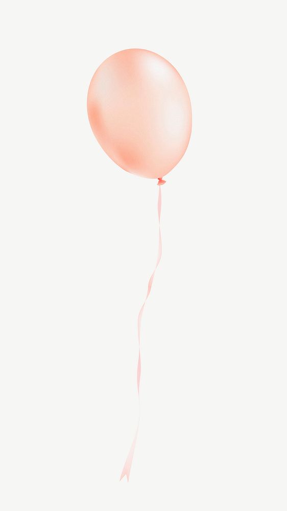 Peach colored helium balloon, collage element psd
