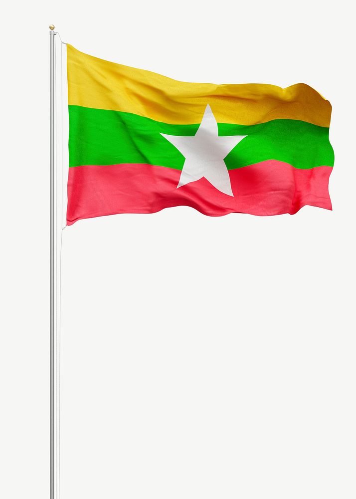 Flag of Myanmar collage element psd