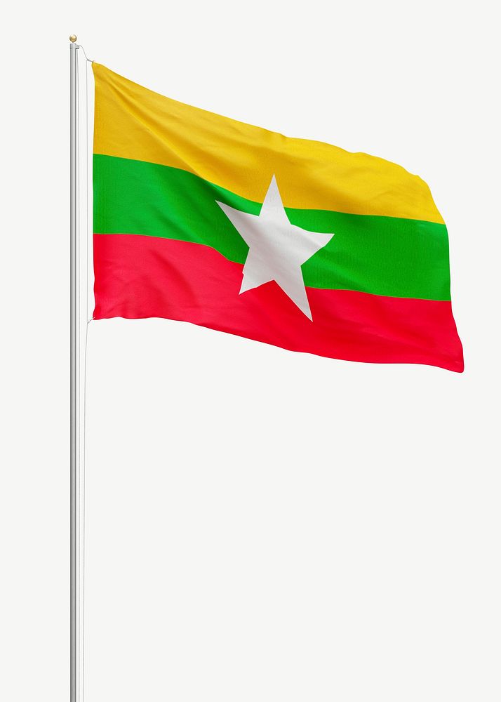 Flag of Myanmar collage element psd