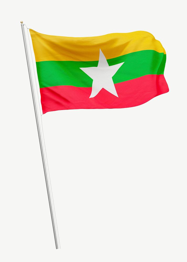 Flag of Myanmar collage element psd