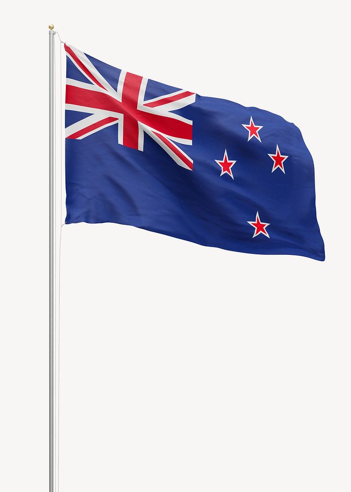 Flag of New Zealand on pole