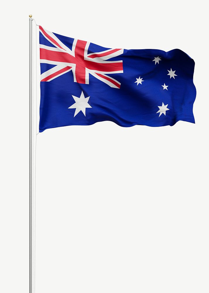 Australian flag on pole collage element psd