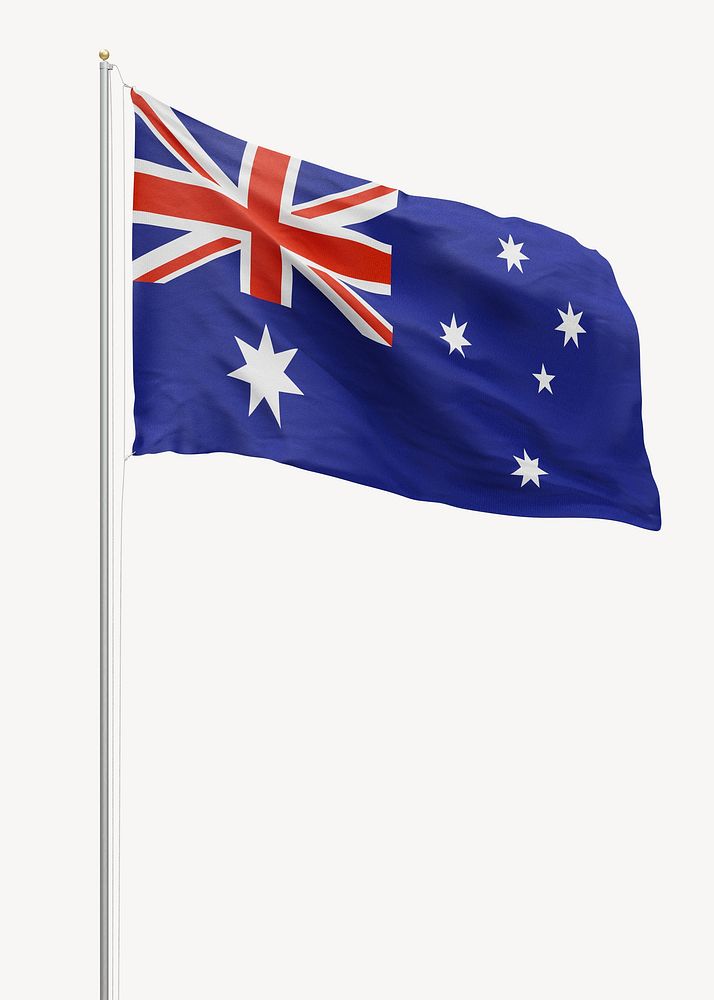 Flag Australia on pole white background