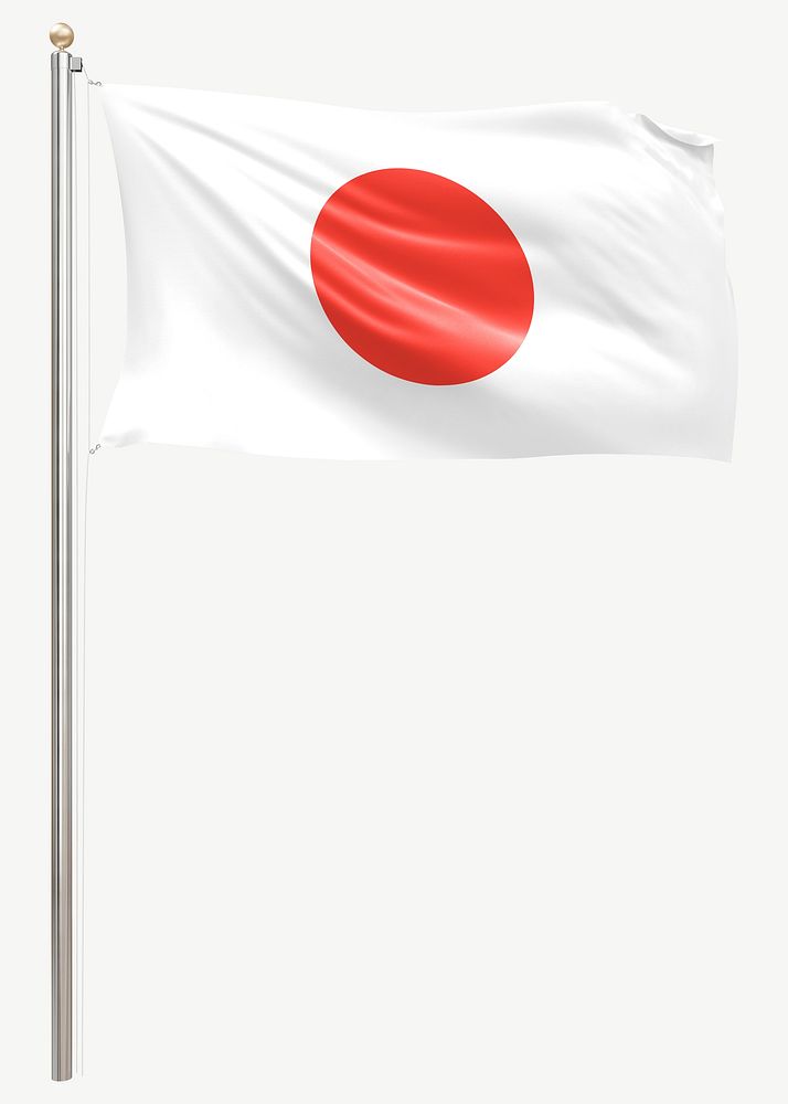 Waving Japanese flag mockup psd