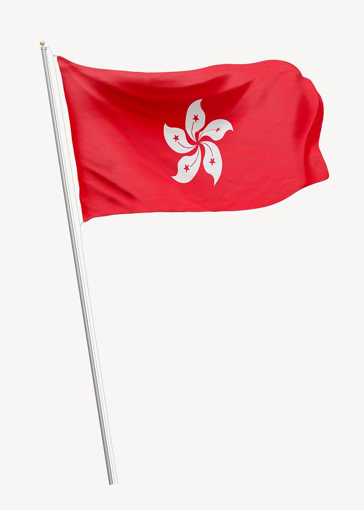Flag of Hong Kong on pole