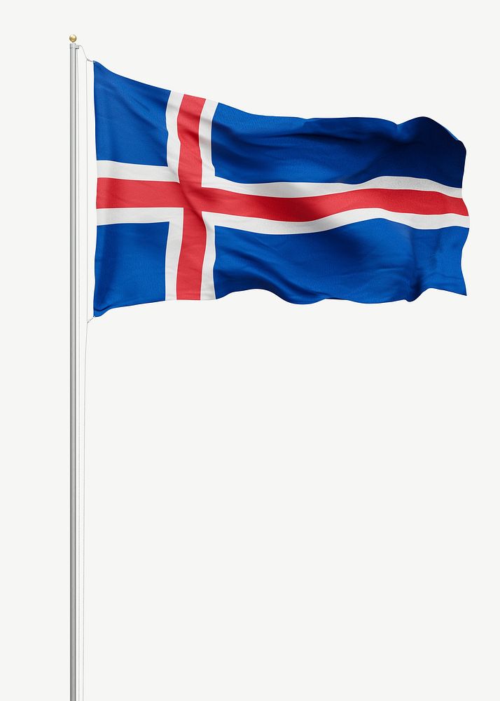 Flag of Iceland collage element psd