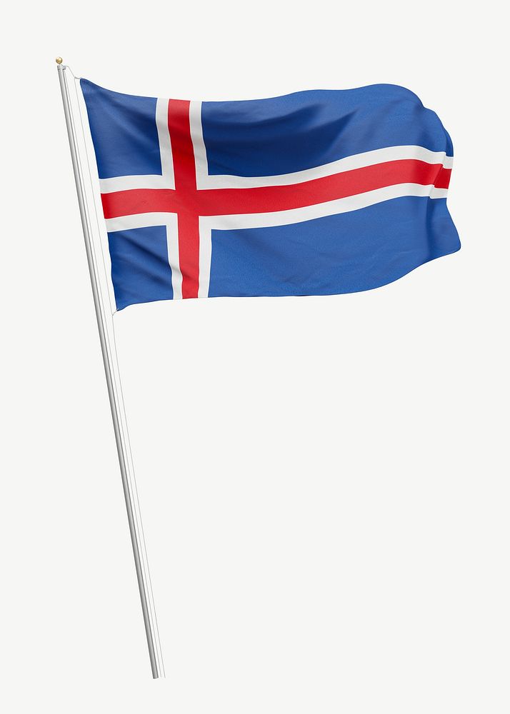 Flag of Iceland collage element psd