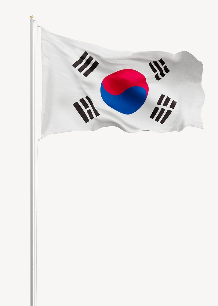 Flag of South Korea on pole