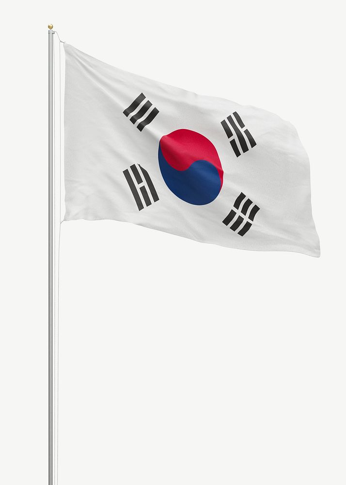 Flag of South Korea collage element psd