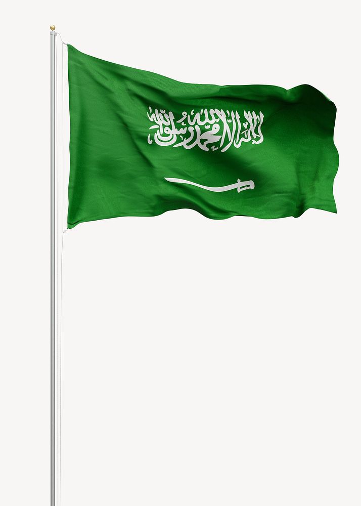 Flag of Saudi Arabia on pole