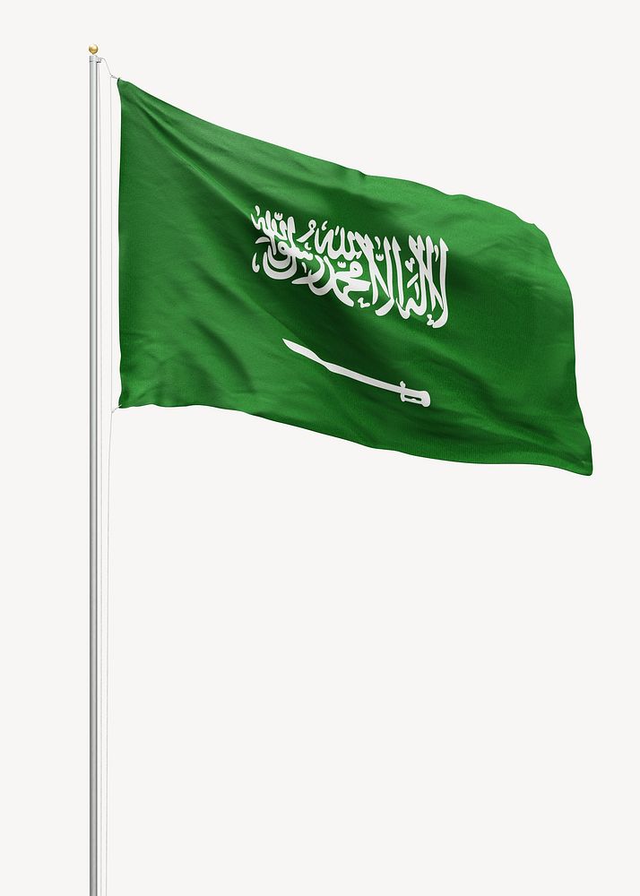 Flag of Saudi Arabia on pole