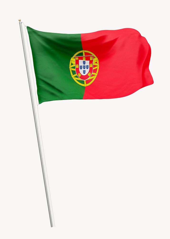 Flag of Portugal on pole