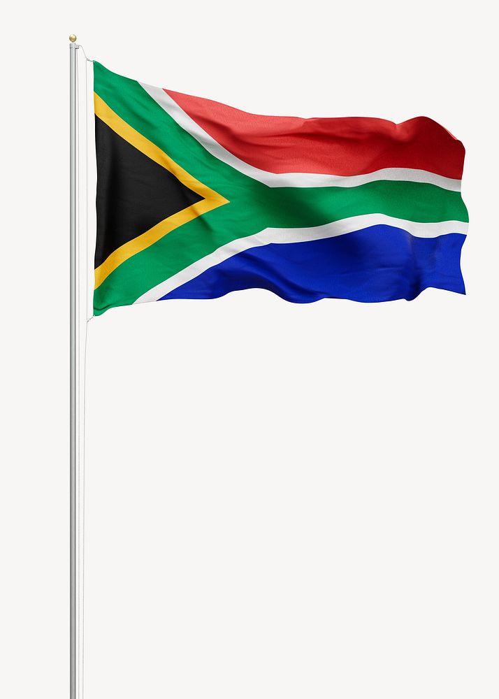 Flag of South Africa on pole