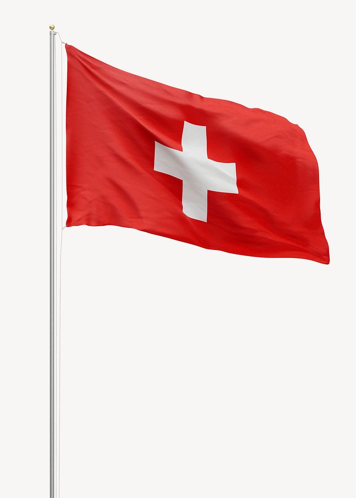 Flag of Switzerland on pole