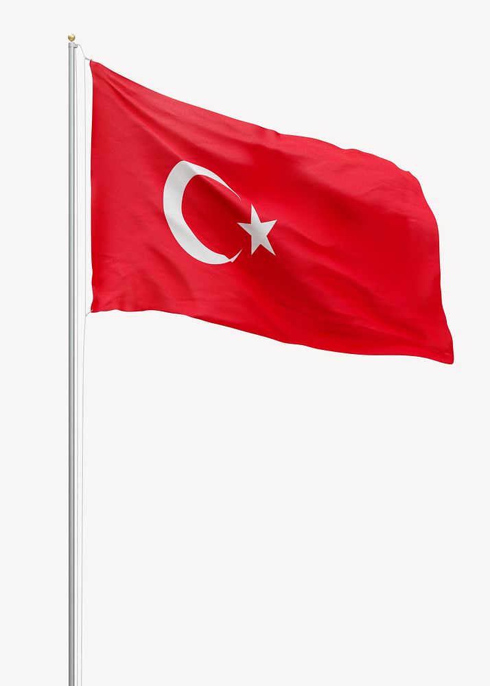 Flag of Turkey on pole