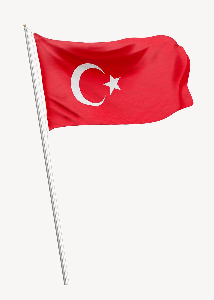 Flag of Turkey on pole