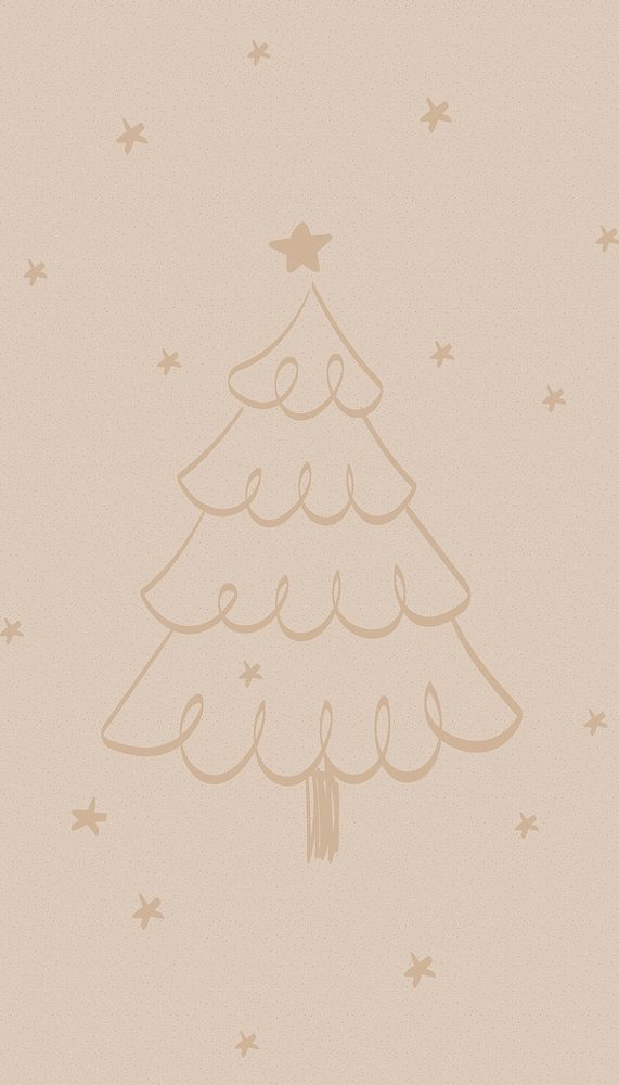 Christmas tree doodle iPhone wallpaper background