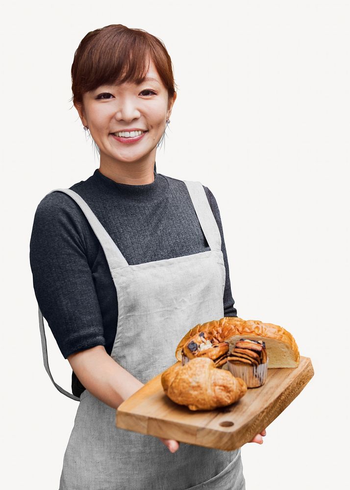 Woman baker apron isolated image on white