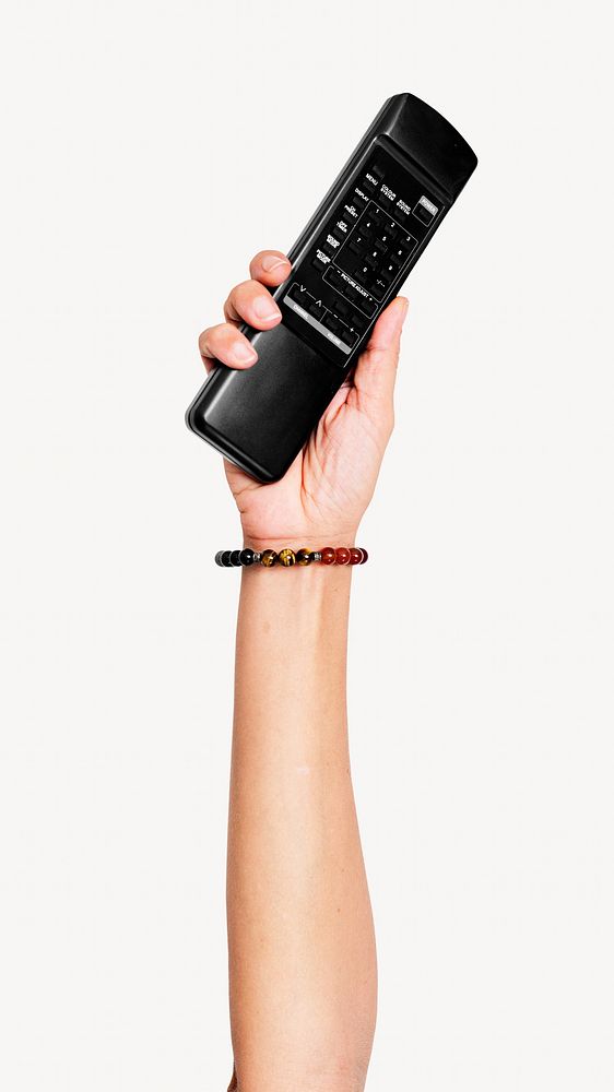 Hand holding remote control 