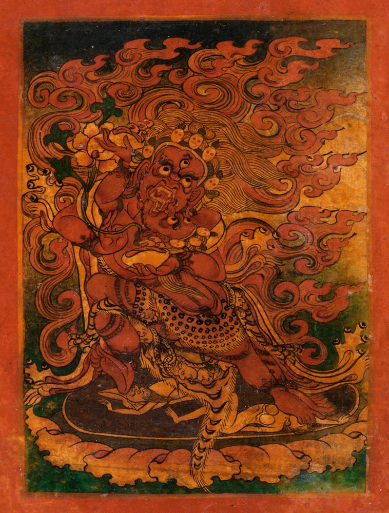 Red Padmataka (?) and Consort, Nyingmapa Buddhist or Bon Ritual Card
