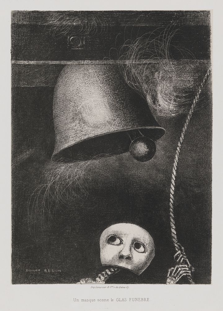 A Edgar Poe (Un masque sonne le glas funebre) [To Edgar Poe (A Mask Sounds the Death Knell)] by Odilon Redon