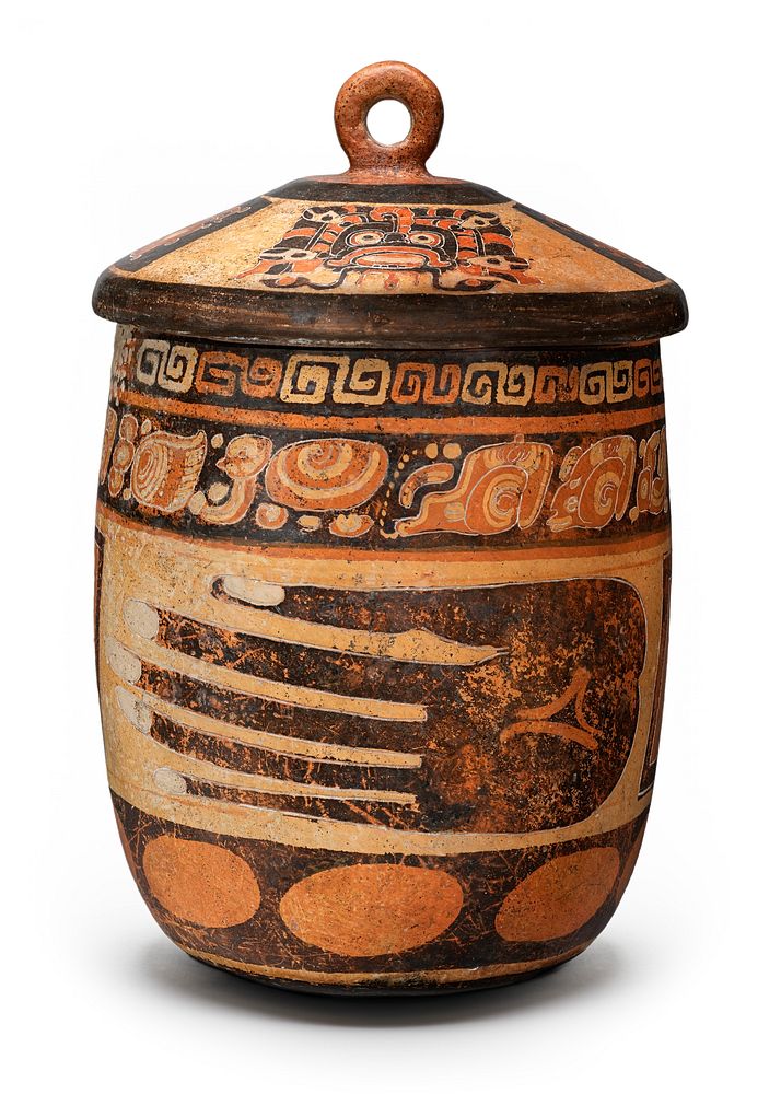 Lidded Vessel with Images of an Open Hand