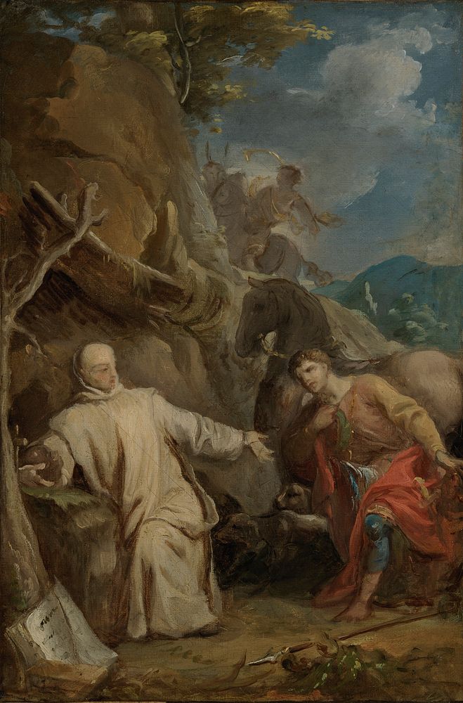 Saint Martin Kneeling in Front of an Eremitic Monk by Louis Galloche